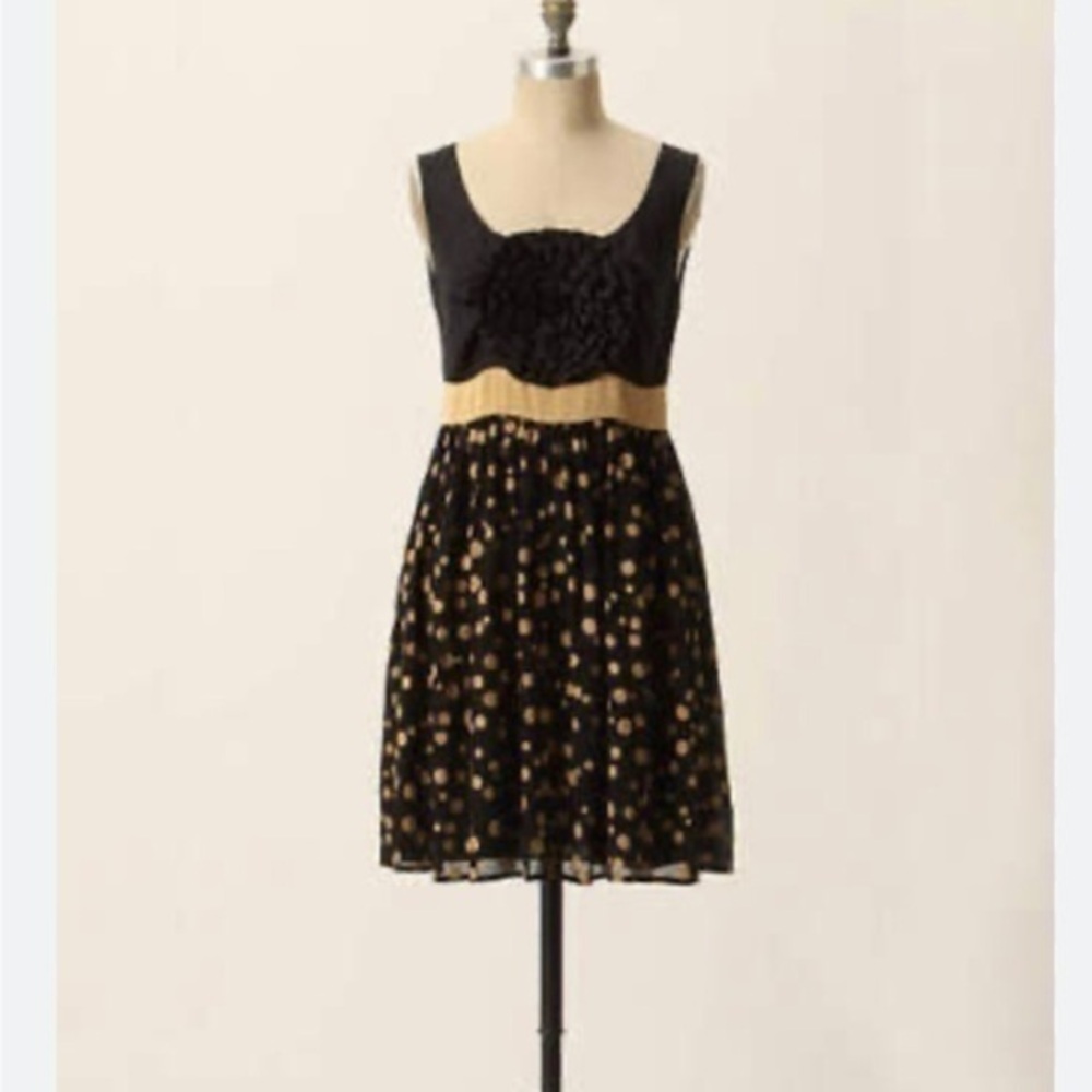 ANTHROPOLOGIE Burlapp Swirled Rosette Dress Size Medium - Picture 1 of 7